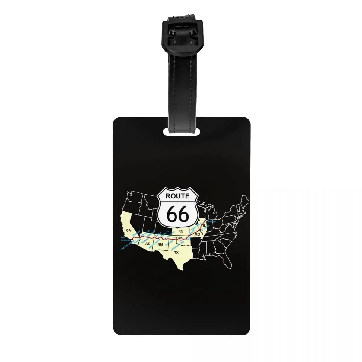 

Route 66 Map Luggage Tag USA Highways Travel Bag Suitcase Privacy Cover ID Label