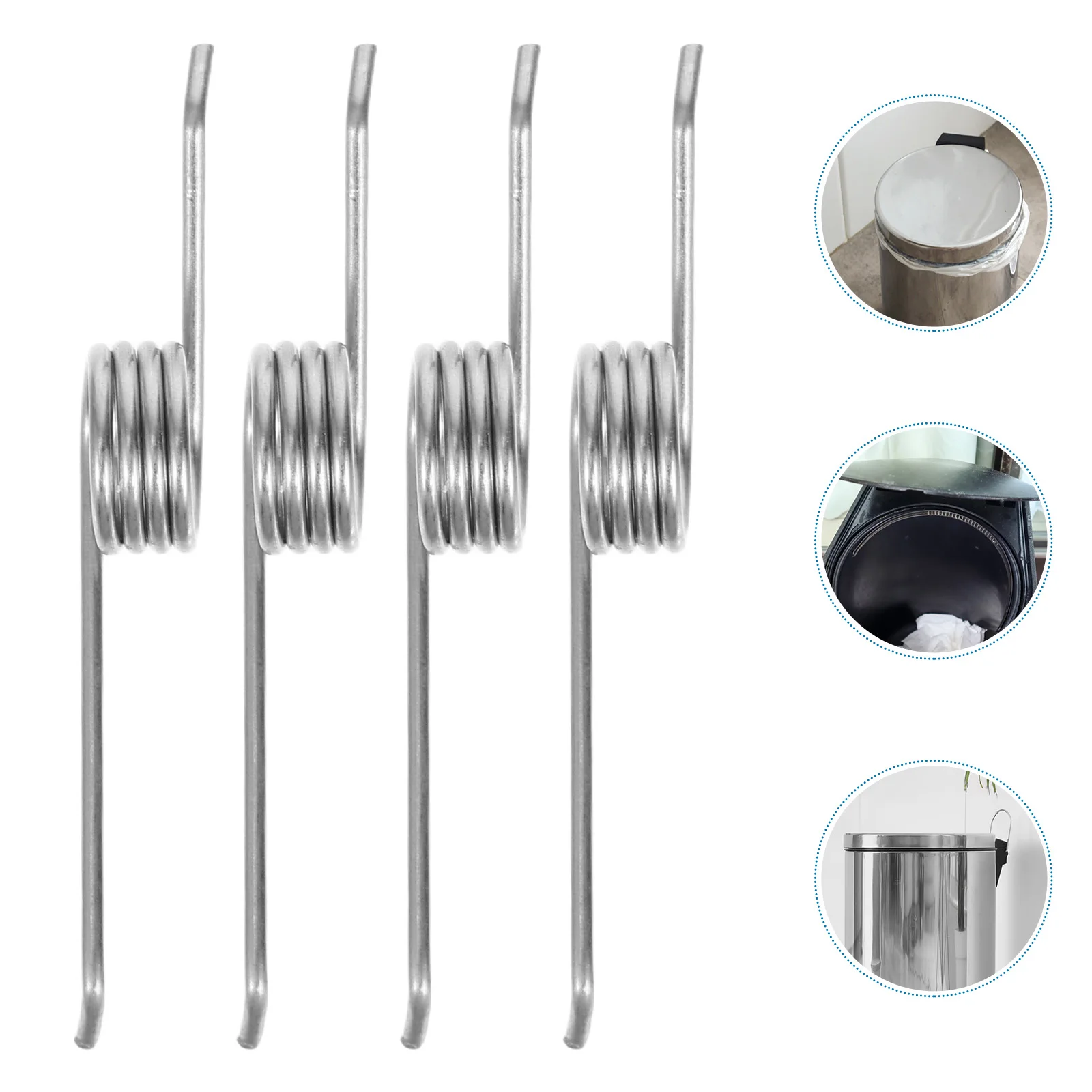 

4pcs Rubbish Bin Replacement Springs Trash Can Lid Torsional Spring Replacement For Waste Bucket Lid Repair And Maintenance