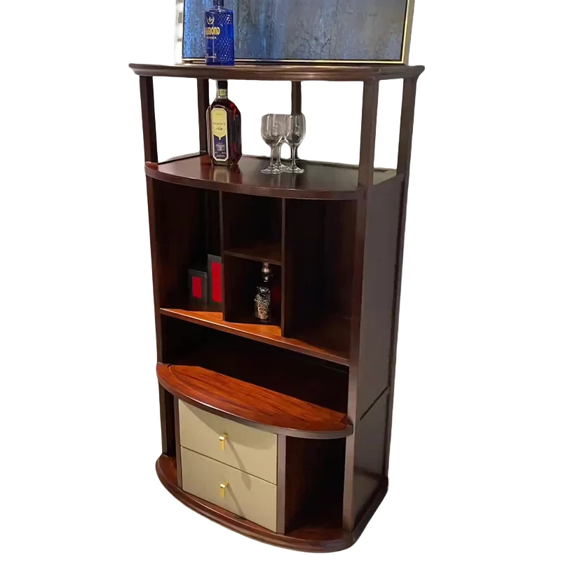 

Solid wood wine cabinet, ebony living room wall locker, storage storage floor cabinet