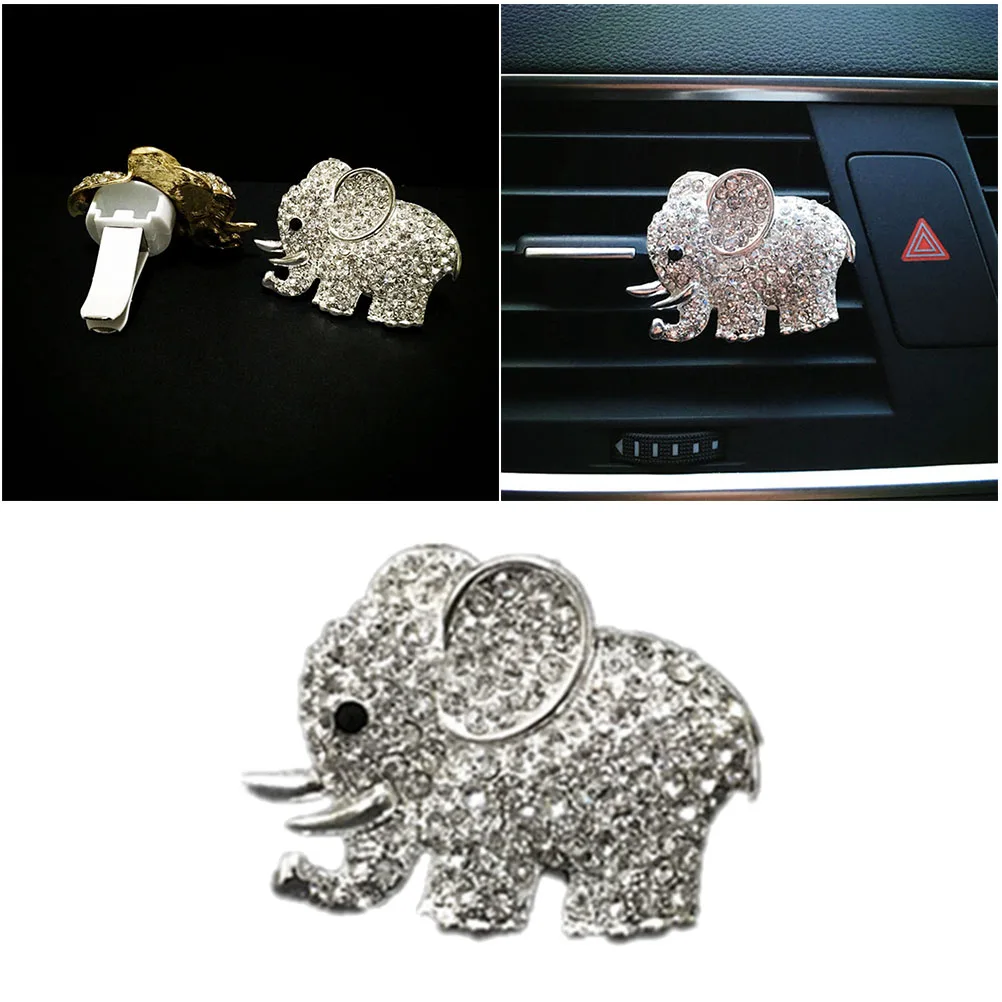 

Elephant Shaped Car Perfume Clip Rhinestone Air Freshener for Vehicle Outlet Accessory Premium Metal Fragrant Decor