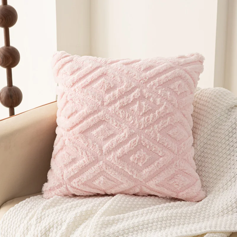 Plush Autumn and Winter Pillowcase Simple Geometric Diamond Shaped Sofa Cushion Waist Pillowcase Подушечная Чехол