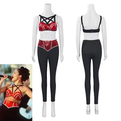Selena Quintanilla Cosplay Costume Sexy Red Bra Costume Top Pants Singer Selena Halloween Costume Stage Performance Outfit Women