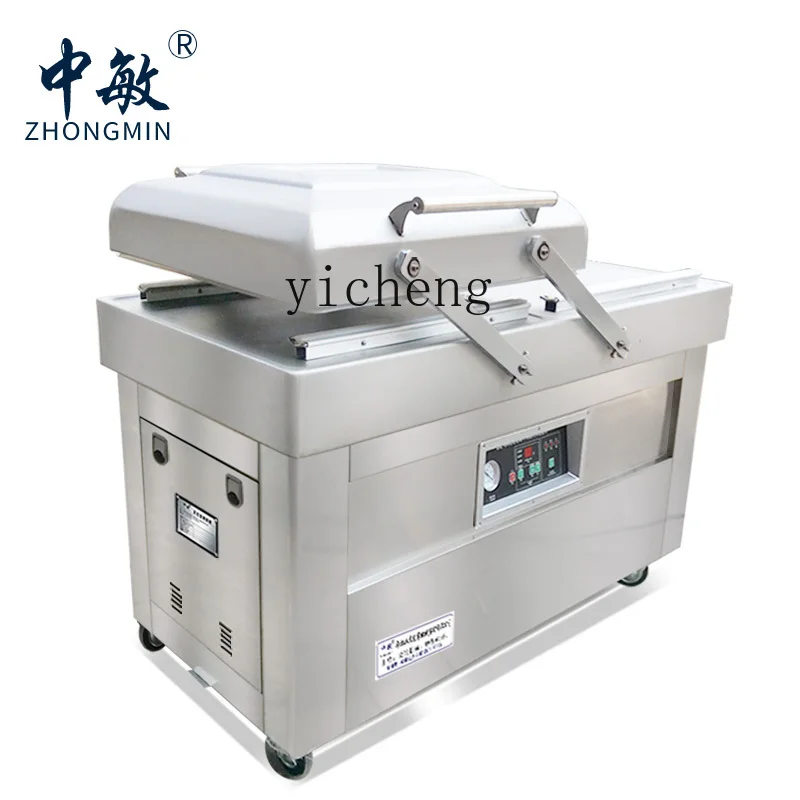 Mesin pengemas vakum ZZ, makanan komersial otomatis, makanan matang, mesin penyegel batu bata beras desktop besar yang basah dan kering