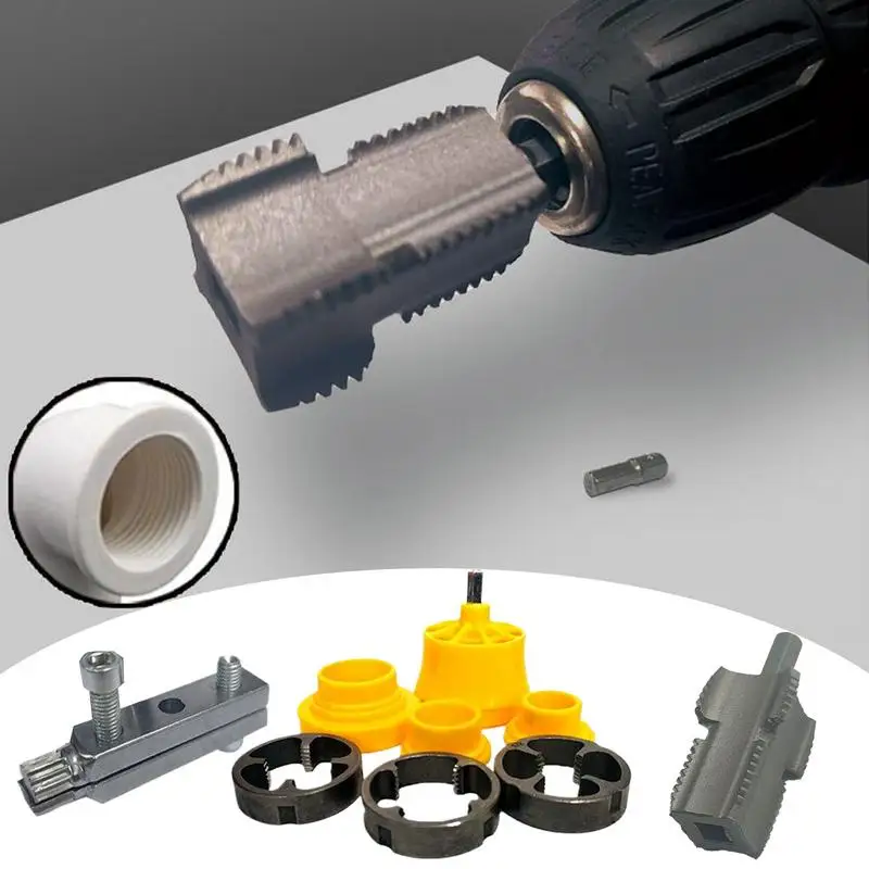 Herramienta para hacer roscas de tuberías, Kit de enhebrado de tuberías, cortador interno externo, juego de troqueles, herramienta manual, reparación profesional de plomería