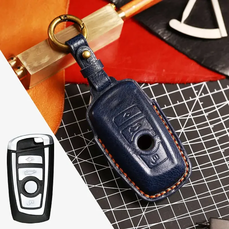 

1pc Leather Car Key Case Cover Fob Protector Keychain Accessories For BMW Series 3 F20 F30 F10 F22 F01 X3 X4 X5 X6 Holder