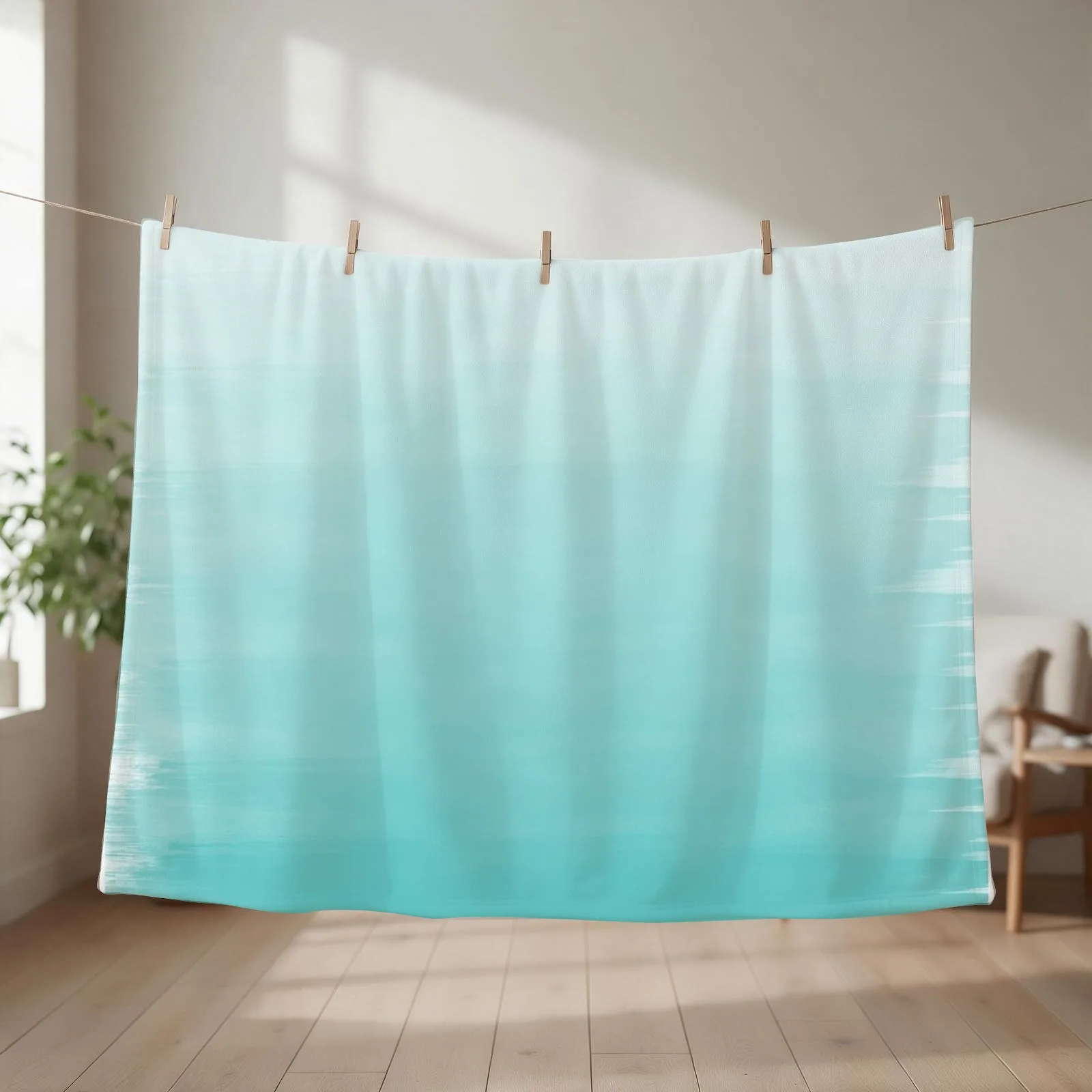 New Modern teal watercolor gradient ombre pattern Throw Blanket couch cozy soft plush fuzzy picnic outdoor blanket
