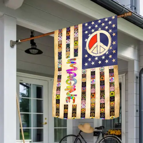 Imagine Peace American Flag Hippie Kindness Garden Flag