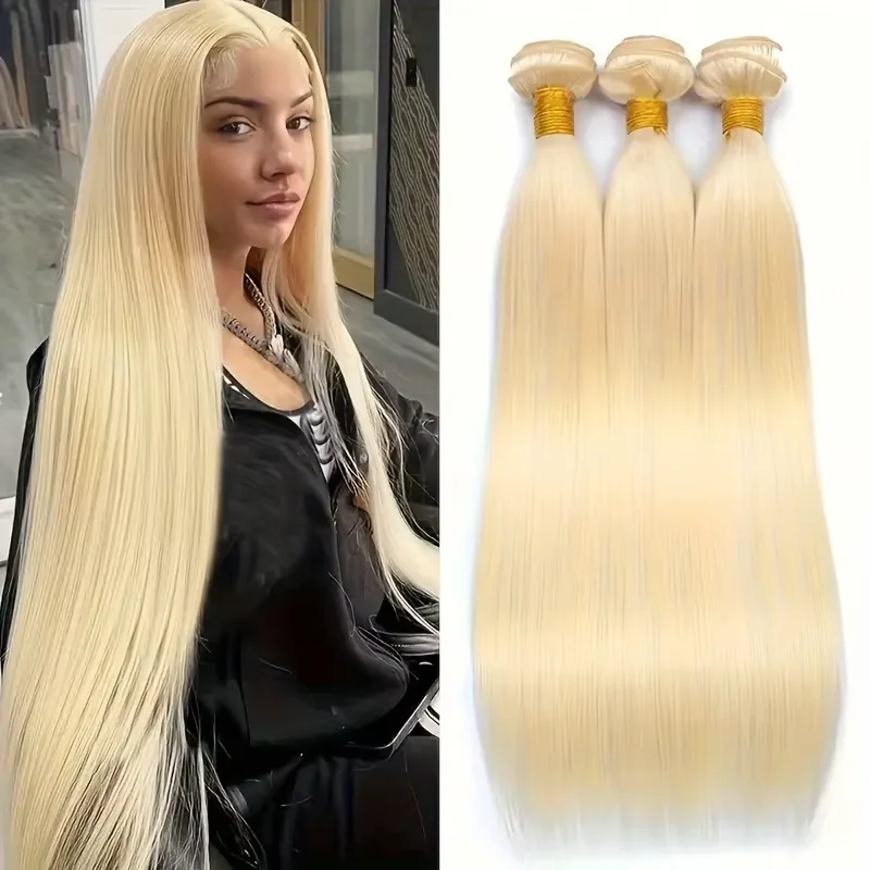 613 Honigblonde, glattes, brasilianisches Remy-Echthaar-Bündel, 24, 26, 28, 30 Zoll, weich, seidig, minimaler Haarausfall, verwicklungsfrei, hitzebeständig, gefärbte Haarverlängerungen, 1/3/4 Packung