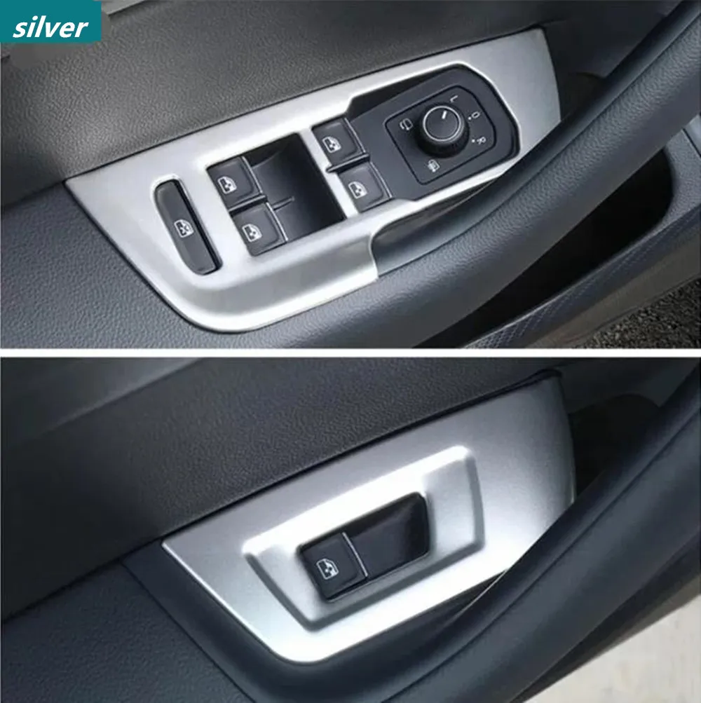 Stainless Steel Car Inner Door Window Switch Lift Panel Adjust Stickers Cover Trim For VW Volkswagen  Arteon 2018-24 Accessories view 3