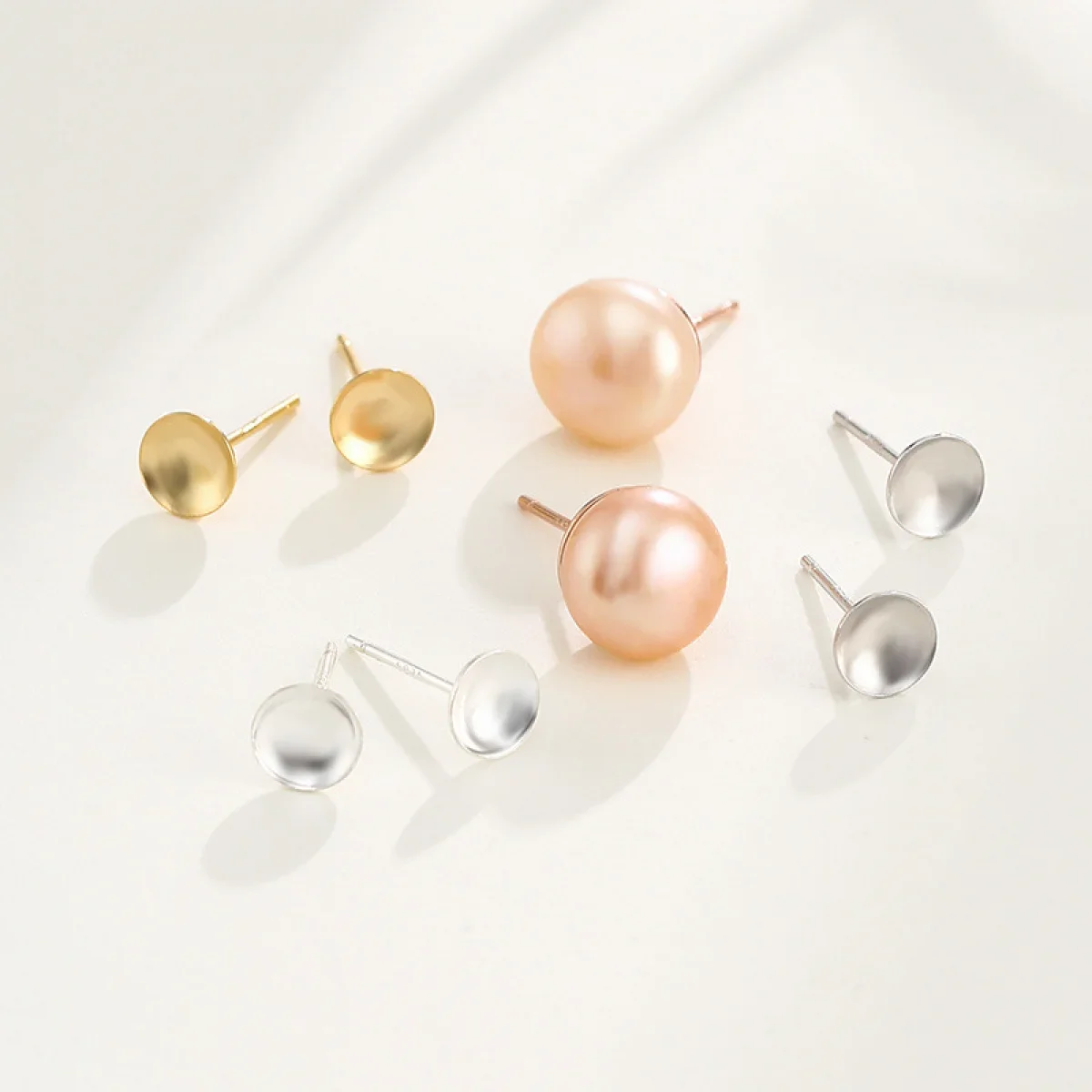 2 pair/lot 925 Sterling Silver Blank Pearl Cup Pad with Peg 3 4 5 6 8mm Earring Post for DIY Earring Jewelry Making Craft