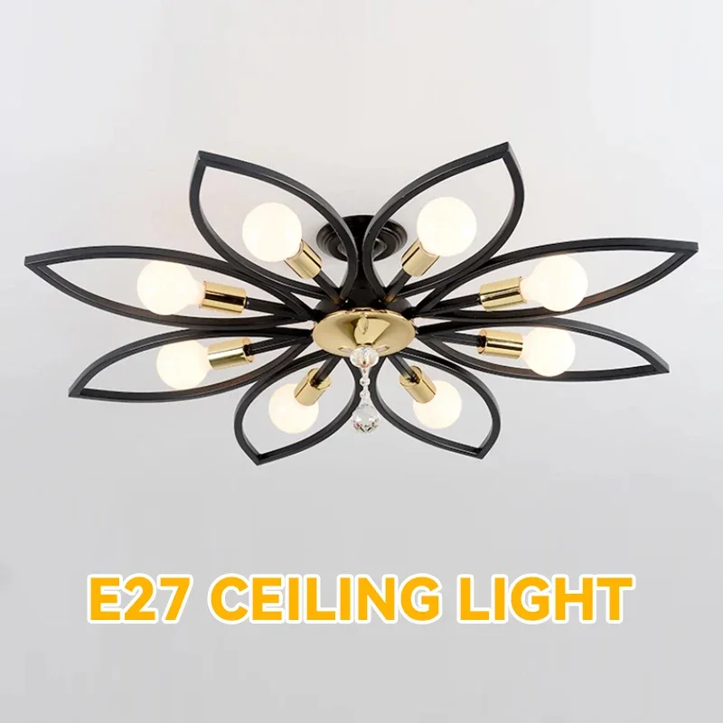 Flower 6 Head Ceiling Light Simple Living Room Main Light E27 Bedroom Kitchen Light Nordic Modern LED Restaurant Lamp