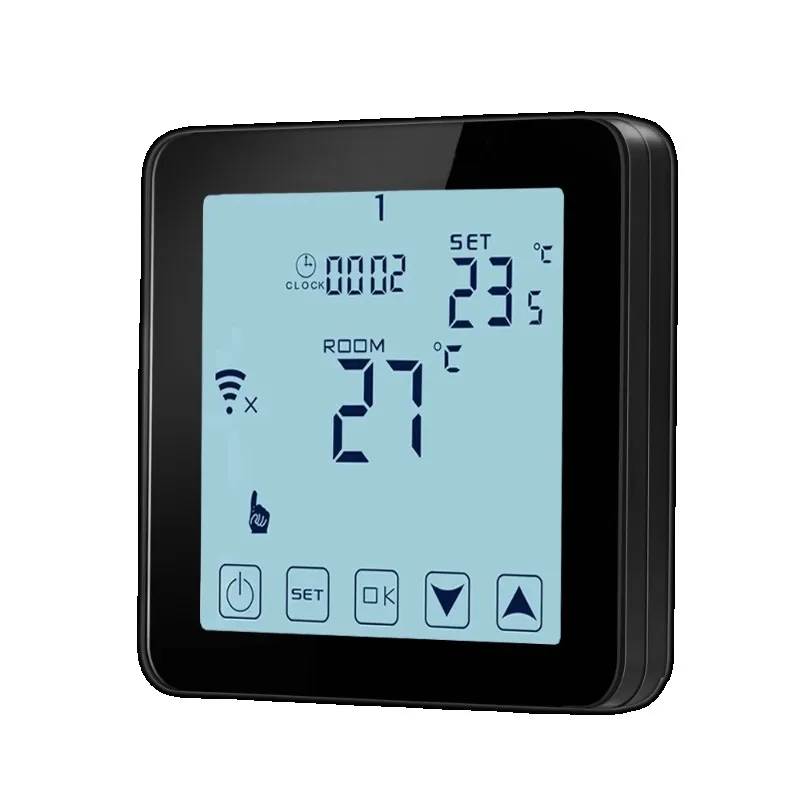 WiFi対応床暖房サーモスタット、ボイラー温水/ソーラー温水器用、7日間制御、16A、EU規格、タッチスクリーン