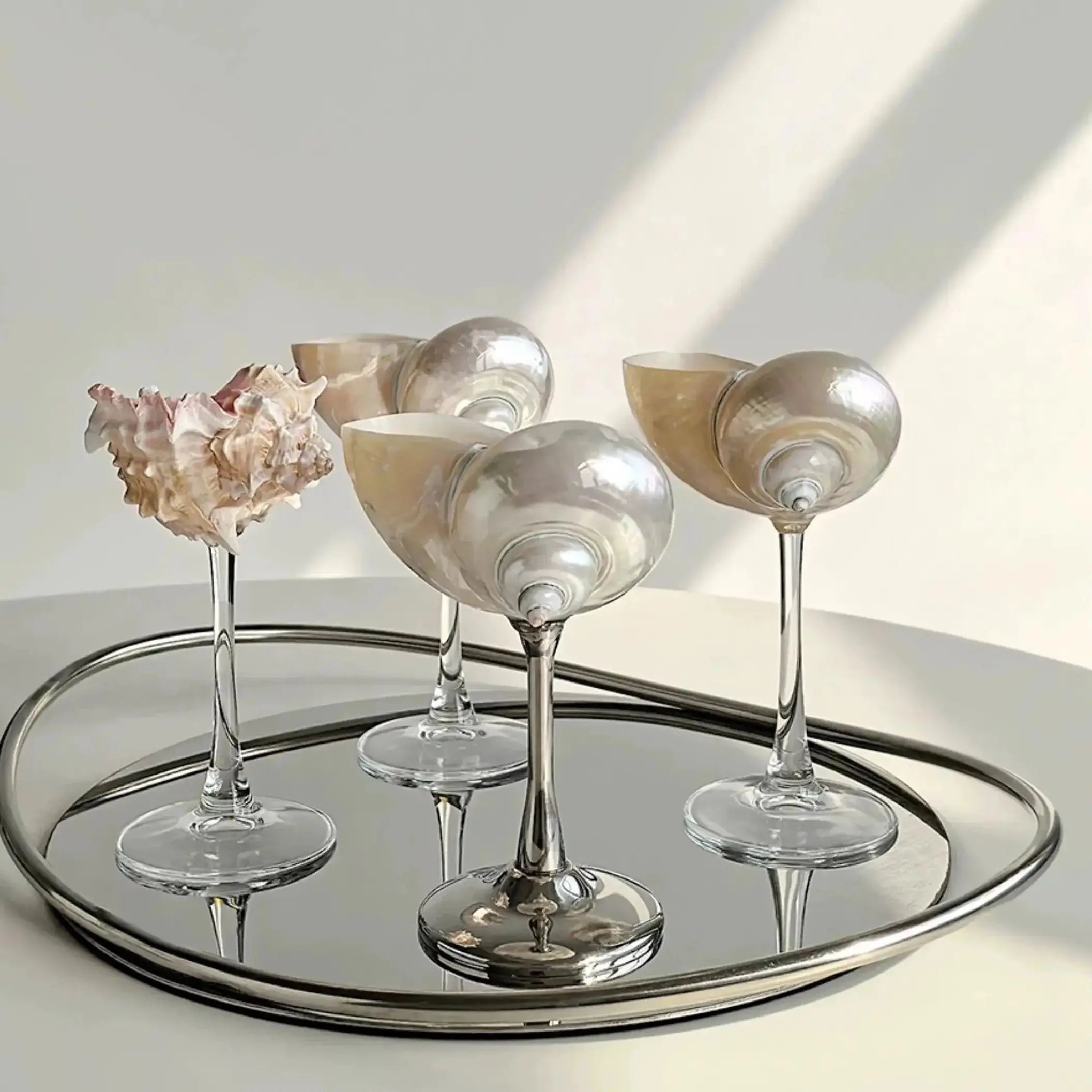 

1Pcs Natural Conch Glass Gem Goblet Cup Handmade Seashell Wine Champagne Cups Wedding Party Wine Natural Shell Glass Cup
