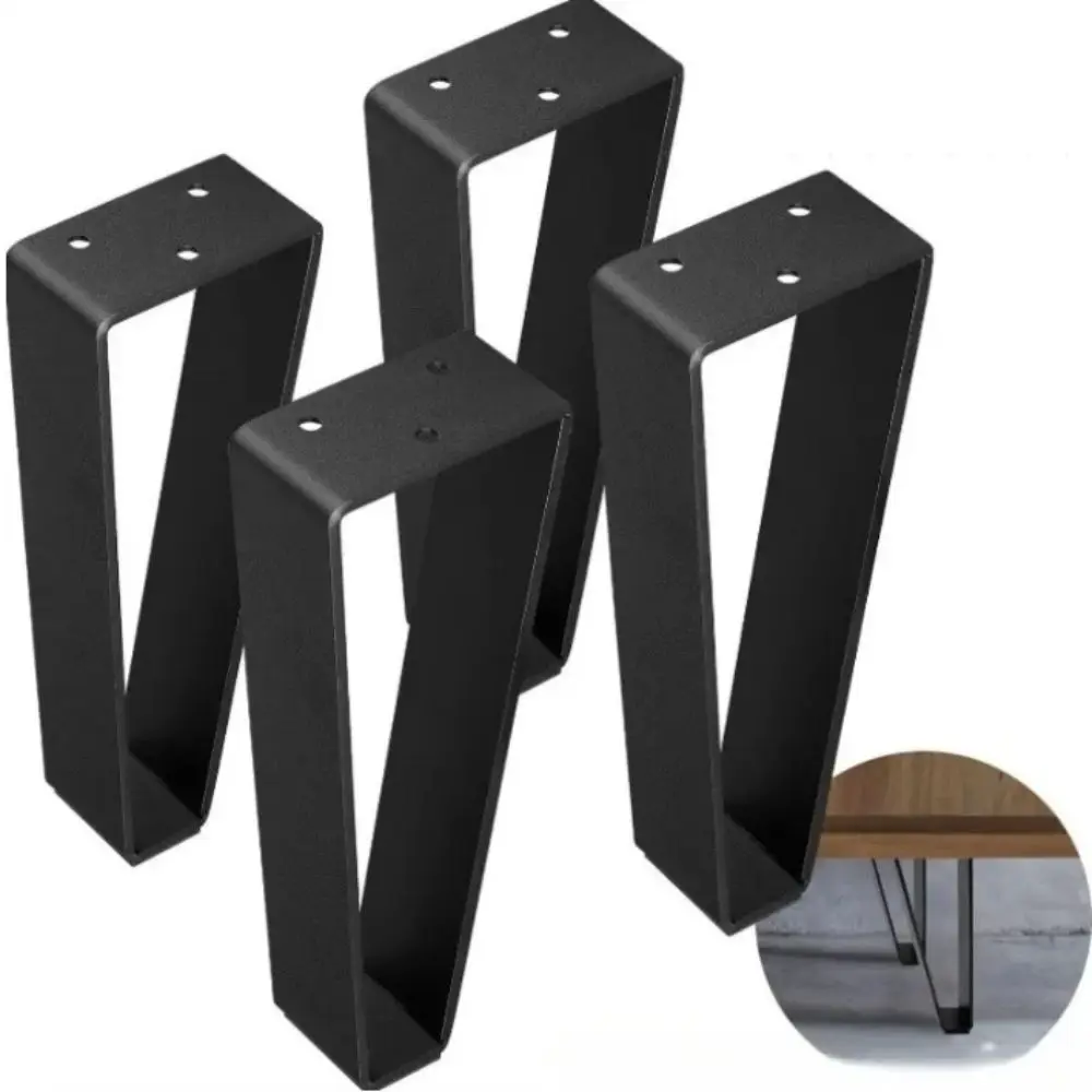 

Black Metal Furniture Legs Modern Style Strong Support Adjustable Feet Includes Screws Adjustable Height Metal Legs