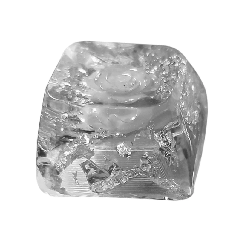 Camellias Resins Keycap Flower Pattern Clear Keycap for Mechanical Keyboards N2UB