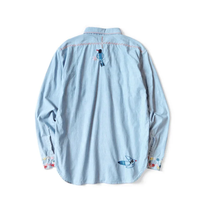 HKSH Spring Autumn New Men's Tide Chic Ins Punk Vibe Y2K Casual Two-tone Oxford Fabric Embroidered Long-Sleeve Shirt Top HK27930