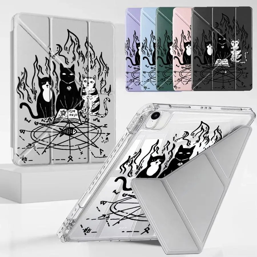 

Strange Cat Y-Fold Holder Cover Tablet Case For iPad Pro 2025 Air 4 5 M3 M2 1 2 M4 11inch Pro 11th 10th 9th 8th 7th 12.9inch