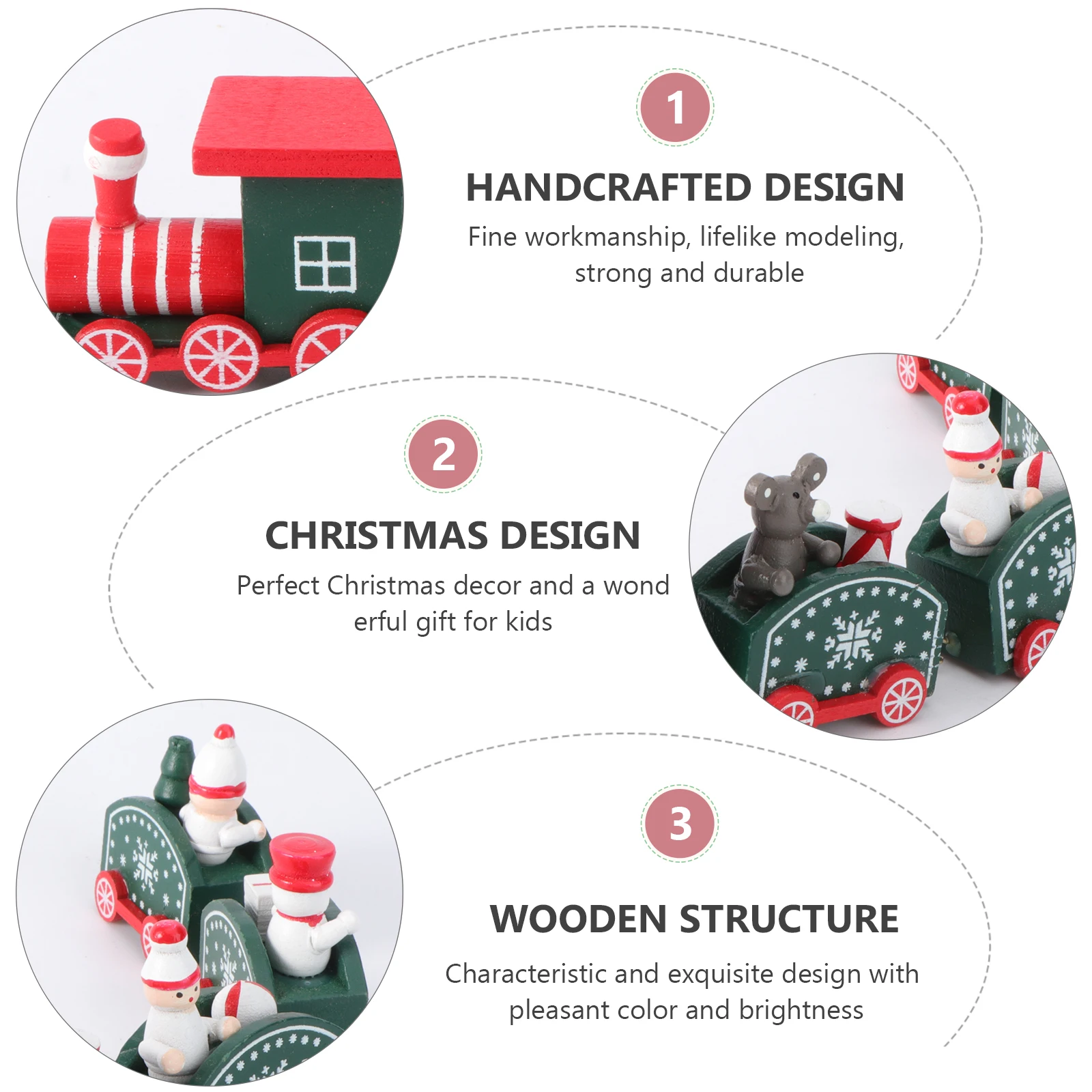 

Wooden Christmas Train Decoration Green Mini Size Lightweight Strong Build Shiny Finish Children Gift Winter Holiday Decor Train