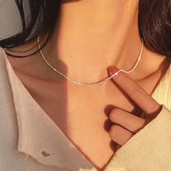 SUMENG 2024 New Popular Silver Colour Sparkling Clavicle Chain Choker Necklace For Women Fashion Fine Jewelry Party Gifts