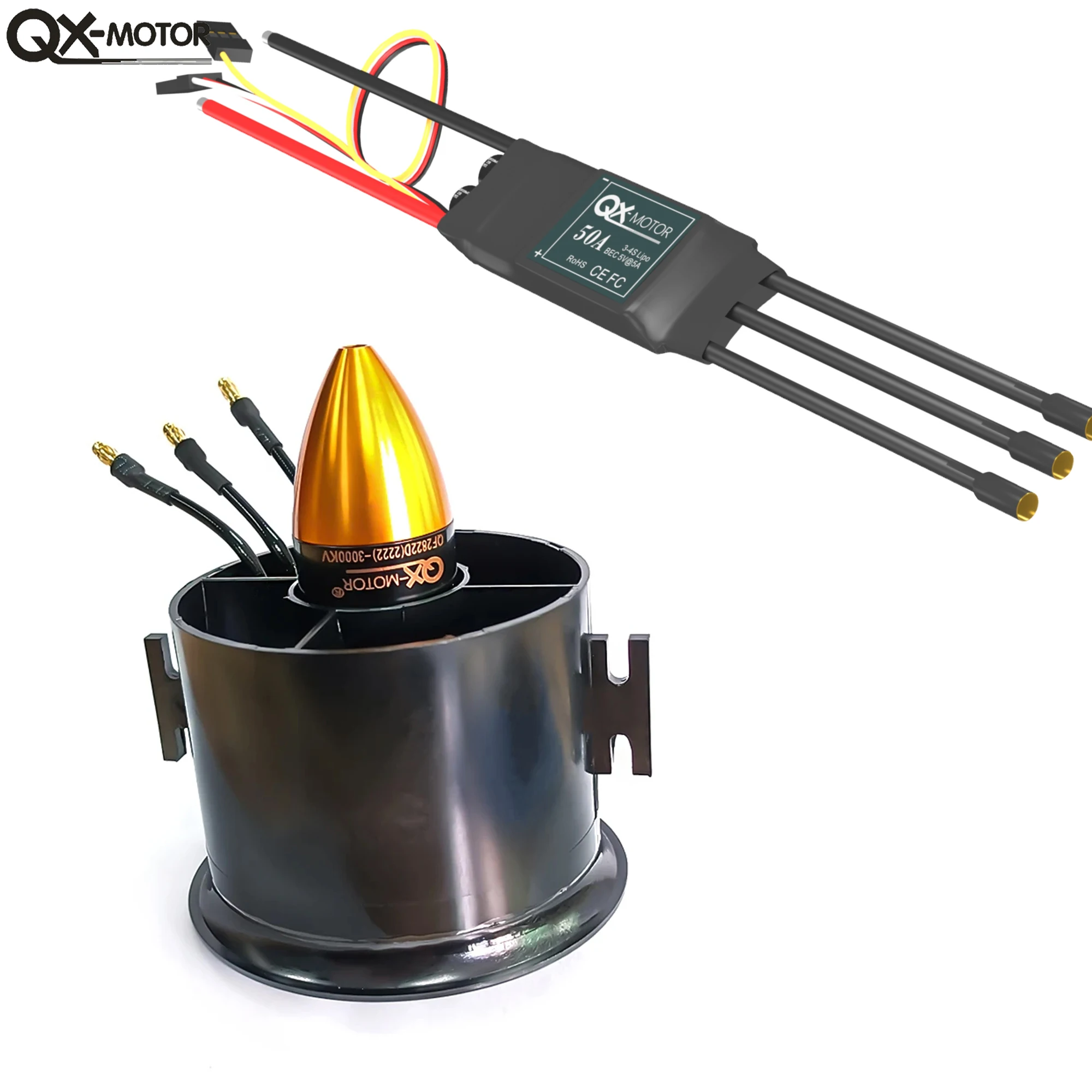 QX-MOTOR 70mm EDF 6 Blades Ducted Fan With QF2822 3000KV Brushless Motor for RC Multirotor Helicopter Fixed-wing Jet Plane Parts