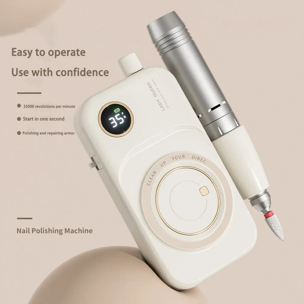 35000 RPM Electric Nail Drill Rechargeable Low Noise Display Nail Gel Polisher Manicure Nail Drill Machine For Acrylic Nails