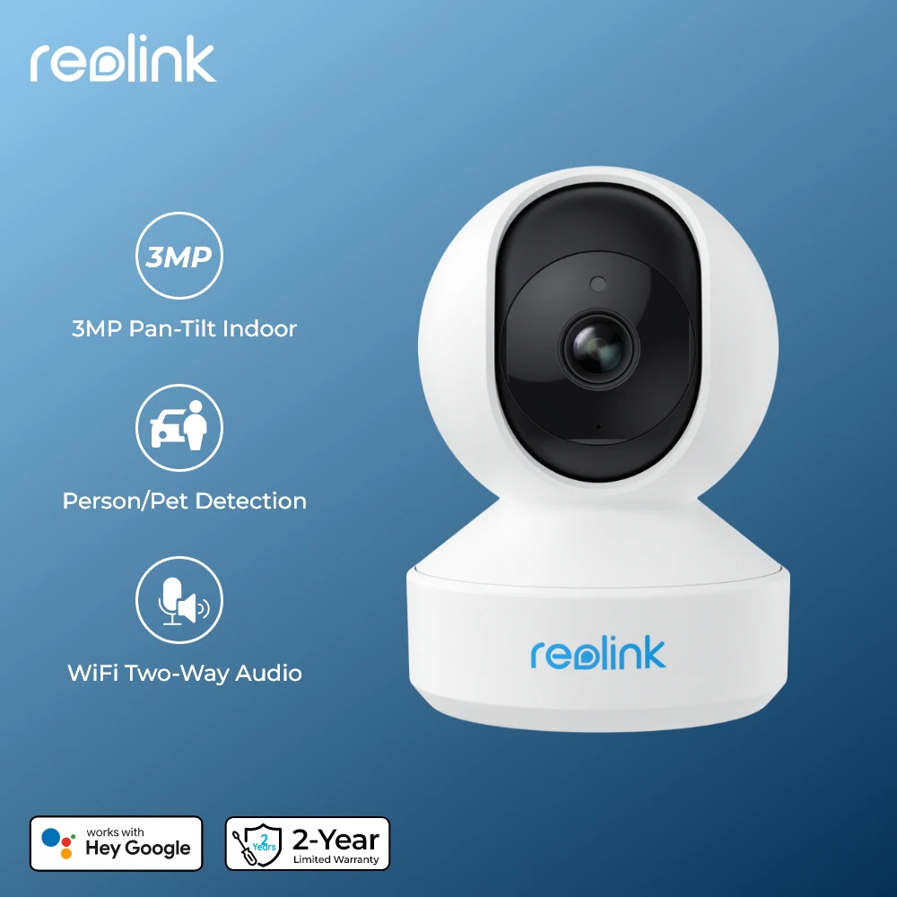 Wewnętrzna kamera IP Reolink WiFi 3MP Super HD Pan&Tilt 2-kierunkowa kamera domowa z detekcją ruchu Audio Smart Home Camera dla Baby Nanny E1 Series