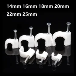 100pcs Round Cable Clips Cords Wire Line Nail Clips Clamps 14mm 16mm 18mm 20mm 22mm 25mm
