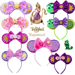 Mikcey Mouse Princess Headband Ears For Kids Rapunzel Hair Band Women Magic Hexagram Hair Accessories Girls Sequins Bow Headwear