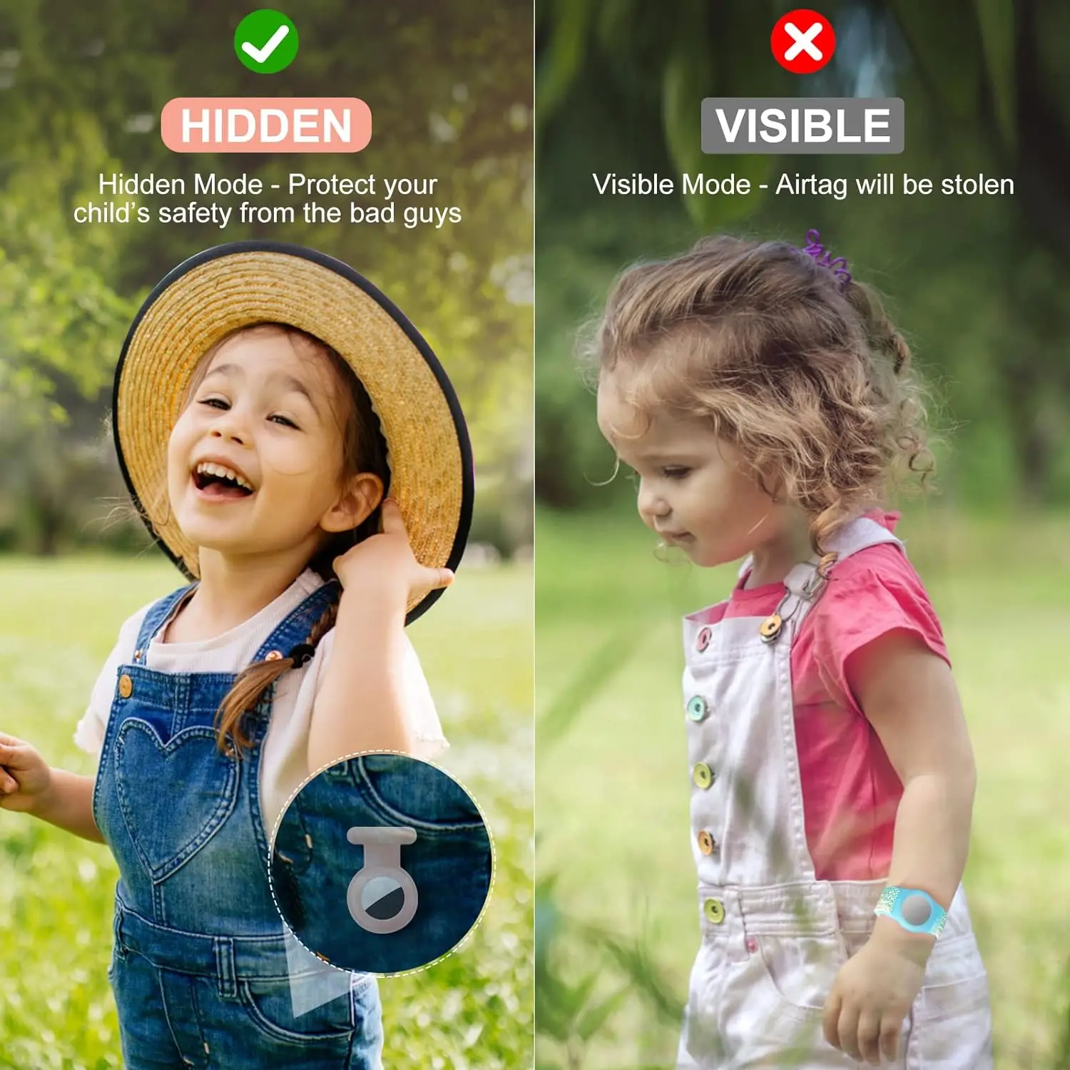 Support AirTag pour enfants, tout-petits, enfants, support d'étiquette d'air caché avec épingle de sécurité pour vêtements, clip AirTag compatible avec le traceur GPS Apple AirTag