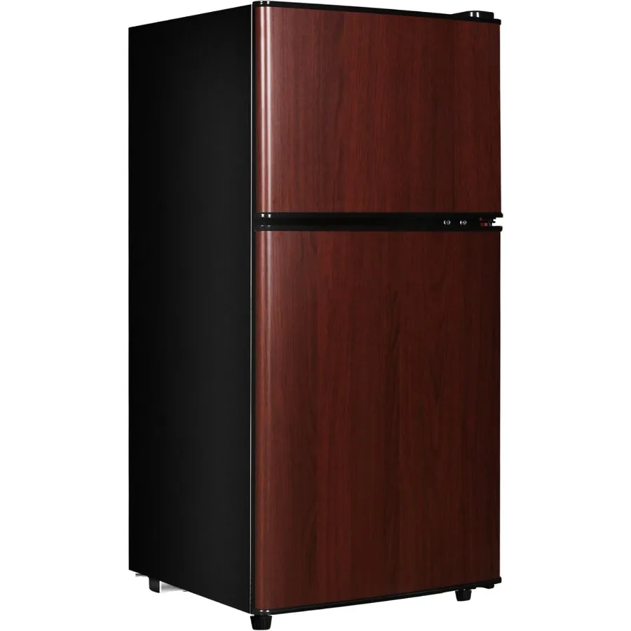 

Compact 3.2 Cu. Ft. Double-Door Mini Fridge with Adjustable 7-Level Thermostat and Separate Freezer for Dorm Kitchen RV Office