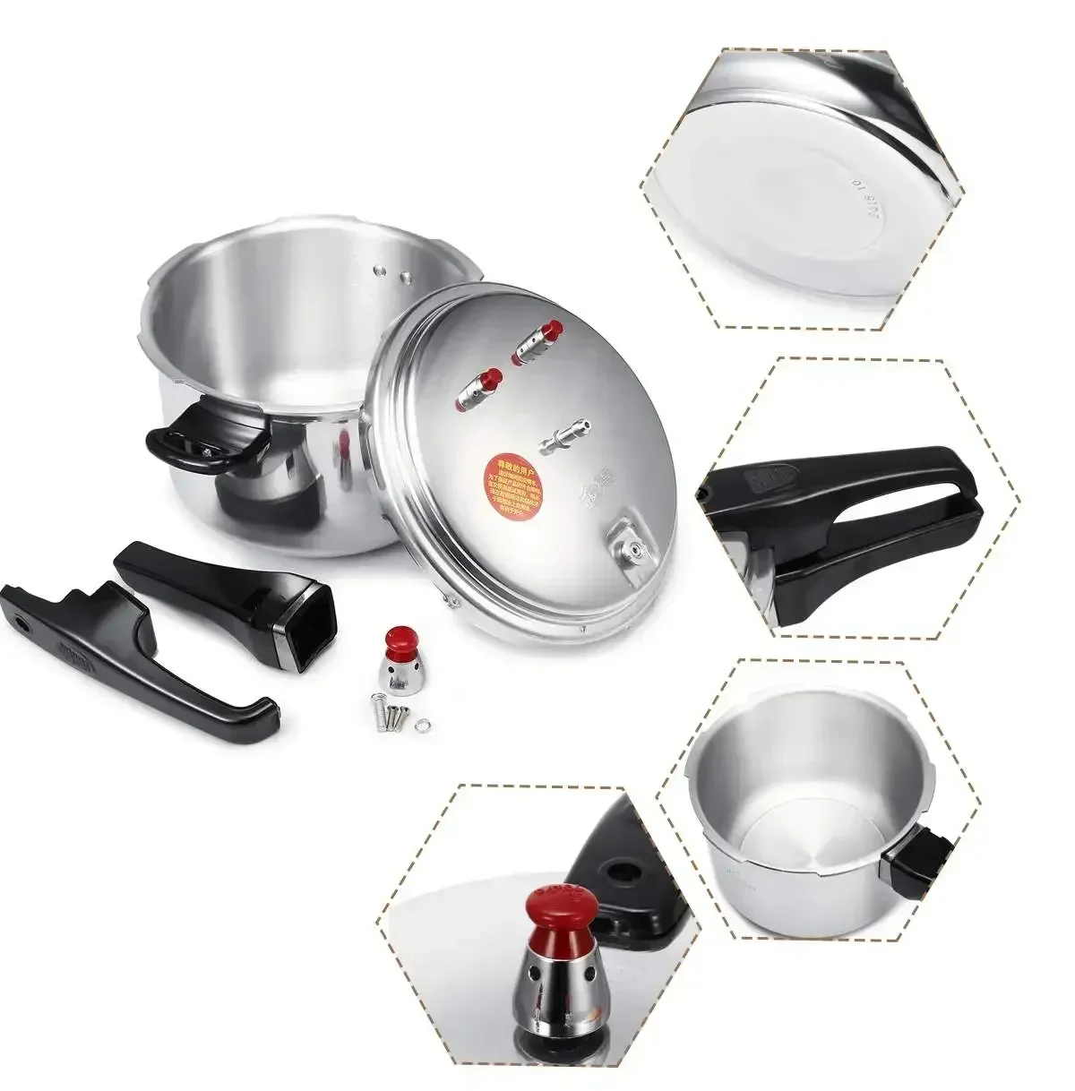 3/4/5L Aluminium Alloy Kitchen Pressure Cooker Gas Stove Cooking Energy-saving Safety Protection Outdoor Camping Cookware
