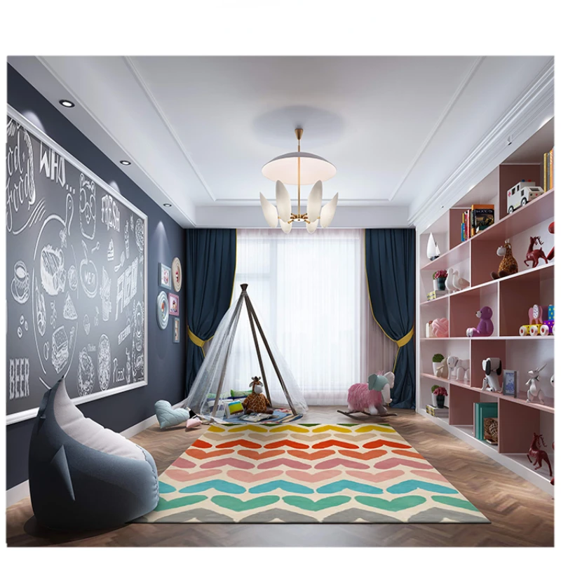 Children\'s Room Imitation Cashmere Carpet, Bedroom Full of Cute Boy and Girl, Pink Bedside Carpets, Living Room Thickened Rug