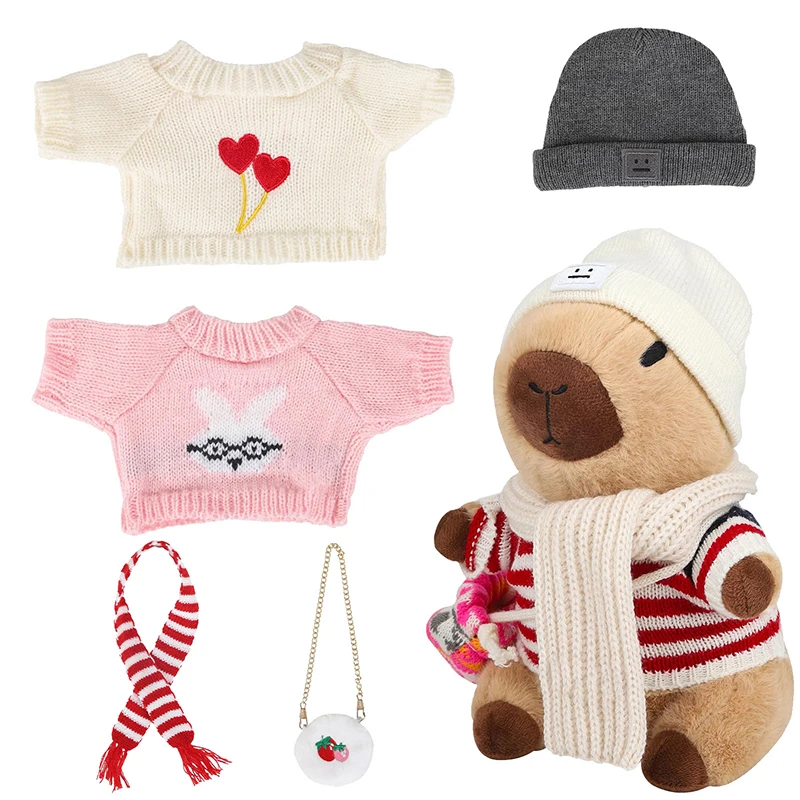 

Plush Capybara Dress Up Doll With Costume Clothes Set Stuffed Animal Birthday Gifts For Boys And Girls