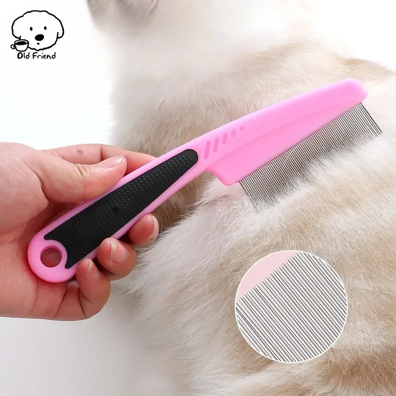 Peine para el cuidado de mascotas, peine antideslizante para pulgas, peine cómodo De acero inoxidable para gatos y perros, artículos para verter animales De compañía