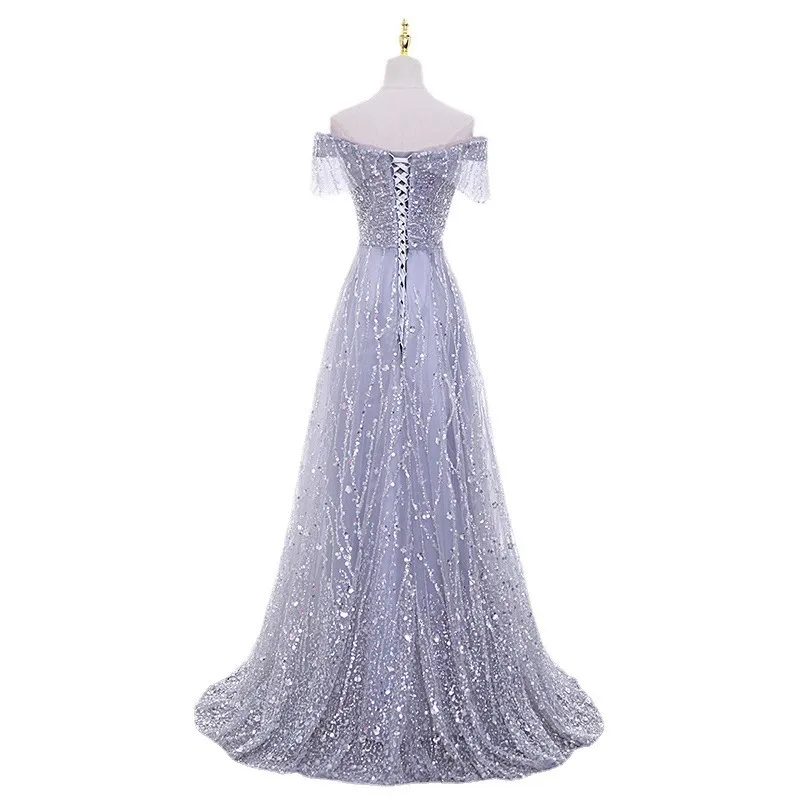 New Elegant Wedding Dress with Fairy Temperament, Deep V-neck Dress, Long Waist Collection, Socialite Party Evening Dress