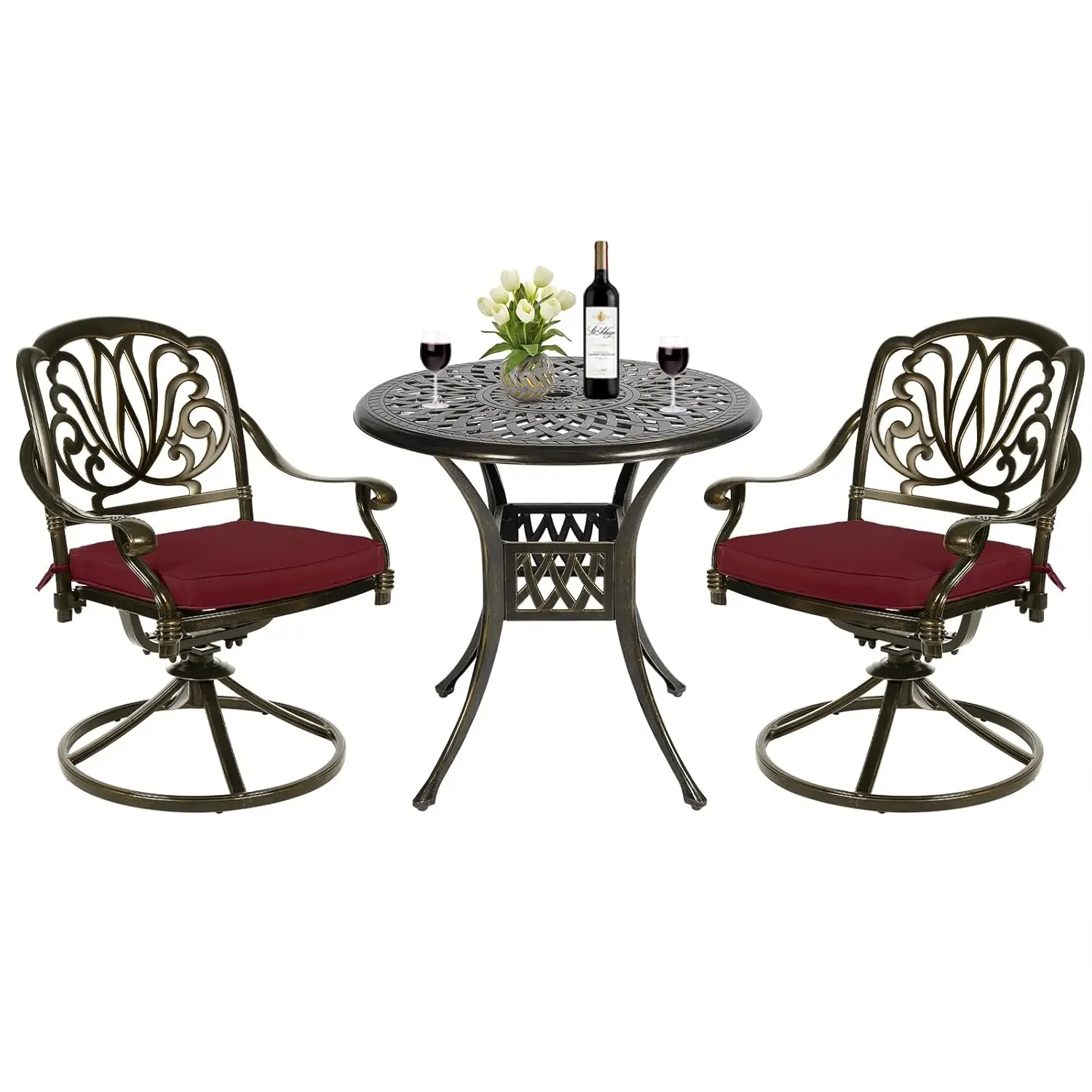 

Комплект садовой мебели из 3 предметов, всепогодный обеденный набор из литого алюминия для патио, сада, террасы, с 2 индивидуальными элементами