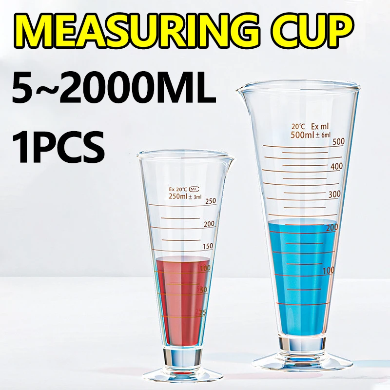 1 piece triangular measuring cup 5ml10ml20ml25ml50ml100ml250ml500ml1000ml2000ml small graduated glass cylinder