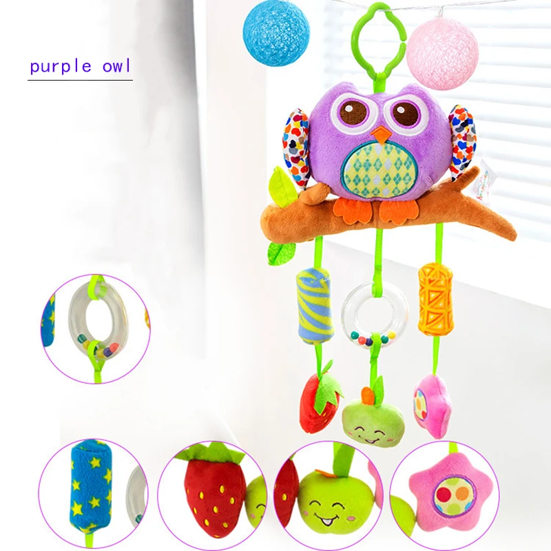 Baby Toys for 3 6 9 12 Months Hanging Owl Rattles Stroller Mobile Elephant Fish Plush Soft Rattles for Boys Girls Christmas Gift