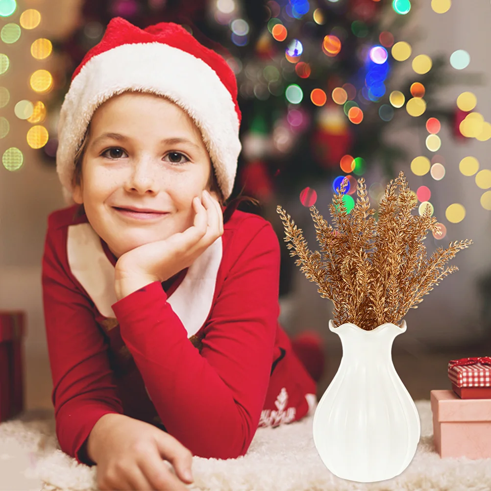 

5pcs Simulation Golden Wheat Ear Bouquets Diy Wedding Decor Plastic Artificial Flower Stems Home Party Decoration Fake Flowers