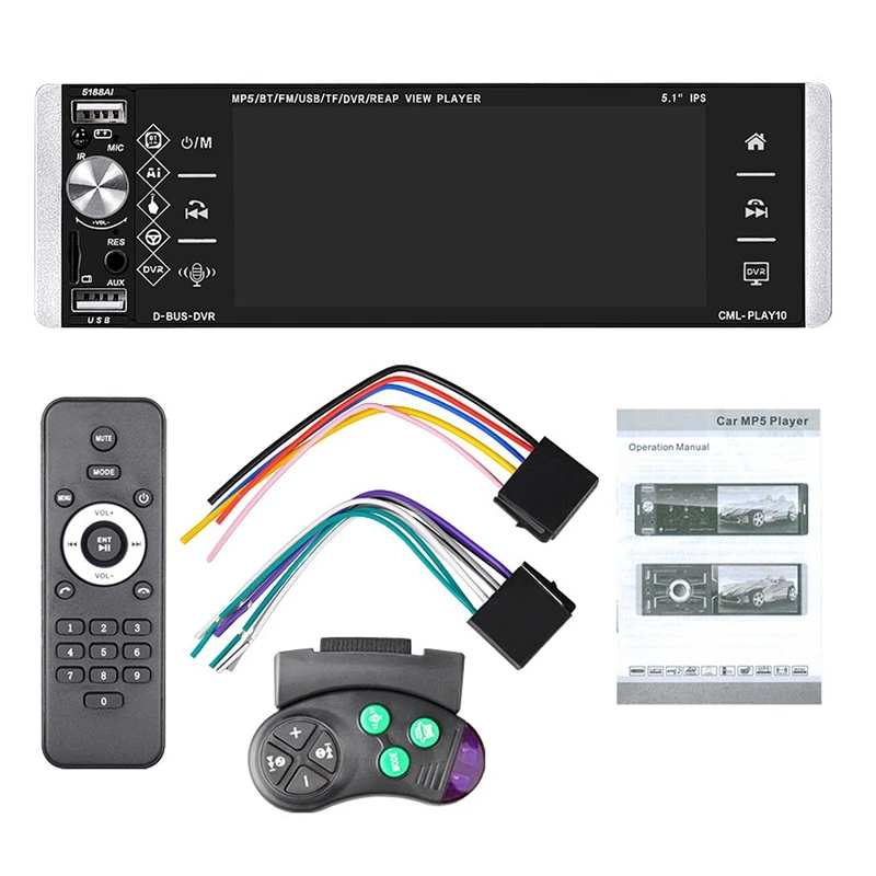 

5.1 Inch IPS Screen Voice Control Bluetooth Hands-Free USB Fast Charge Car MP5 Player - 5188