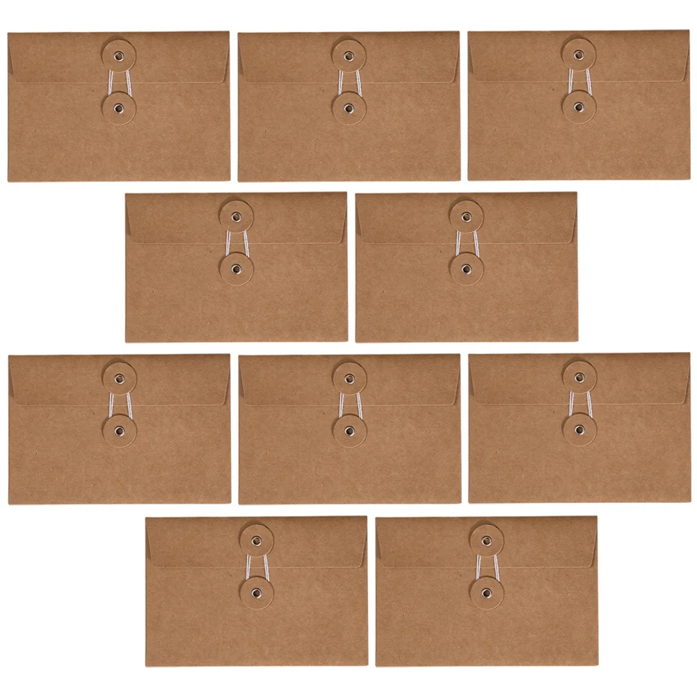 10Pcs Office Tie Storage Bag Simple Solid Color Kraft Paper Envelopes Small Portable Letter Holder Invitation Card Organizer