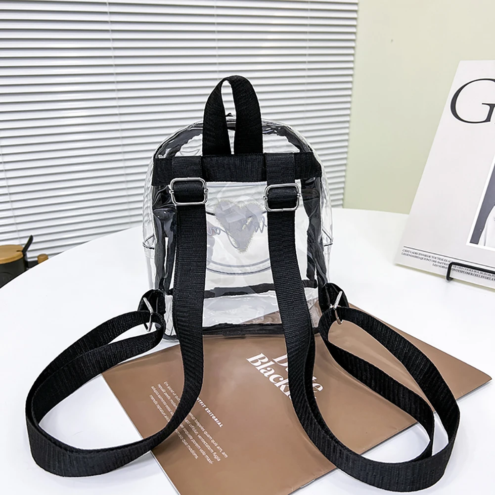 Women Transparent Backpack PVC Small Letter Schoolbag Adjustable Strap Casual Travel Backpack Female Daily Use Backpack