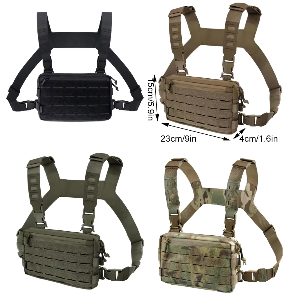 Tactical Fishing Vest Chest Bag Men’s 1000D Nylon Airsoft Pouch Molle Shoulder Outdoor Camping Backpack EDC Hiking Hunting Pack