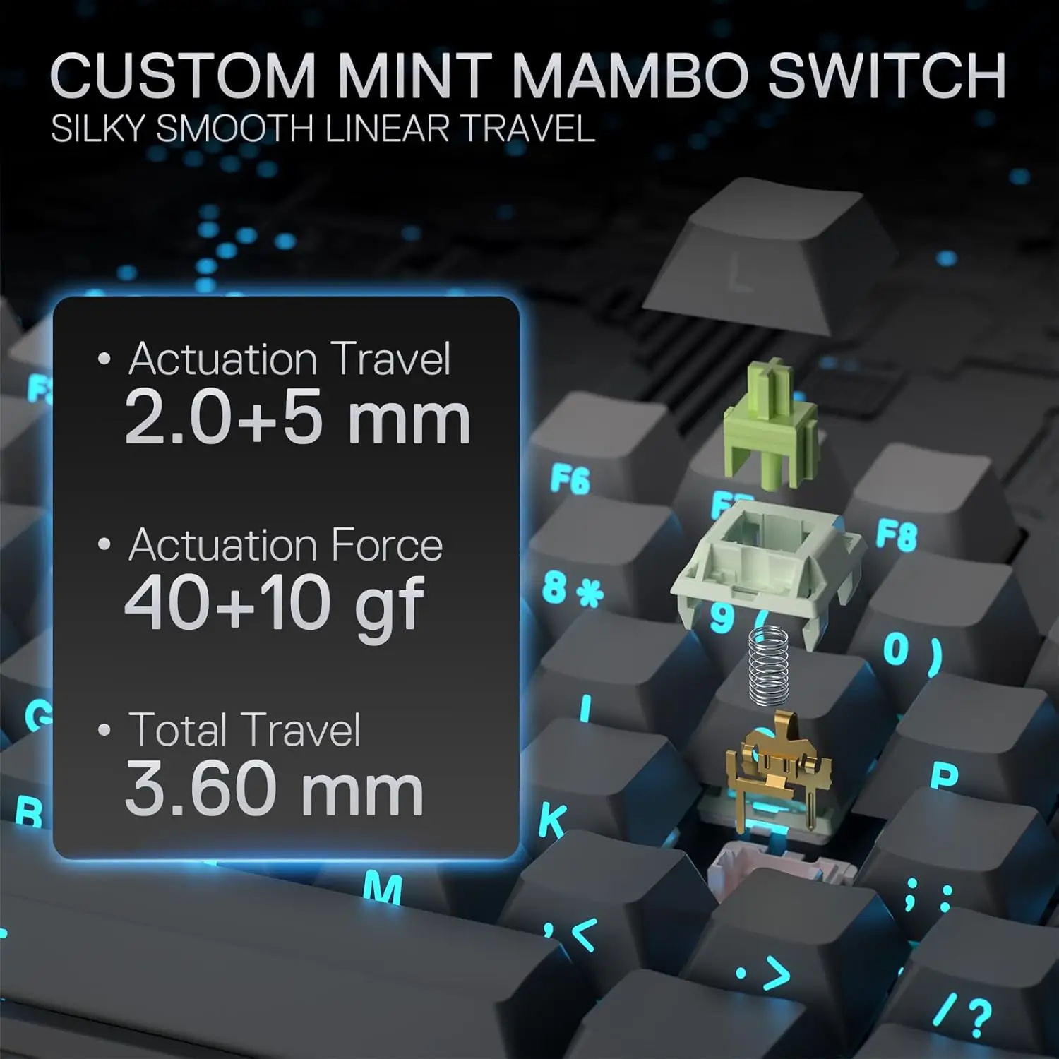 Redragon K707 PRO GB 80% ปะเก็น RGB Gaming 3 โหมดไร้สาย TKL Mechanical Hot-Swap ลดเสียงรบกวนคีย์บอร์ด,Mint Mambo Switch