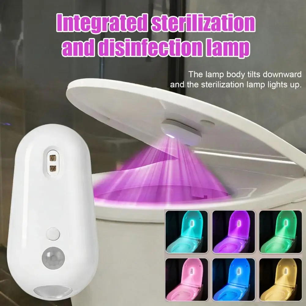 

LED Smart Motion Sensor Night Light, Toilet Seat Lights, USB rechargeable 8Color Lamp for Summer Corridor WC Camping Home Decor