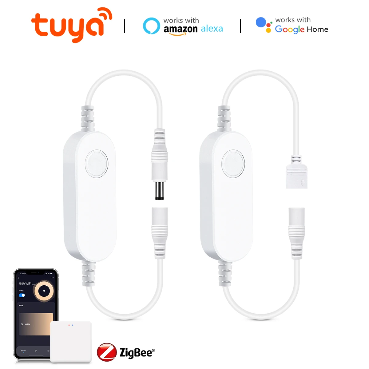 Zigbee 3.0 Smart LED Controller 12V 24V Dimmer Single Color RGB LED Strip Light Work With Tuya Smart Life Alexa SmartThings 2mqt