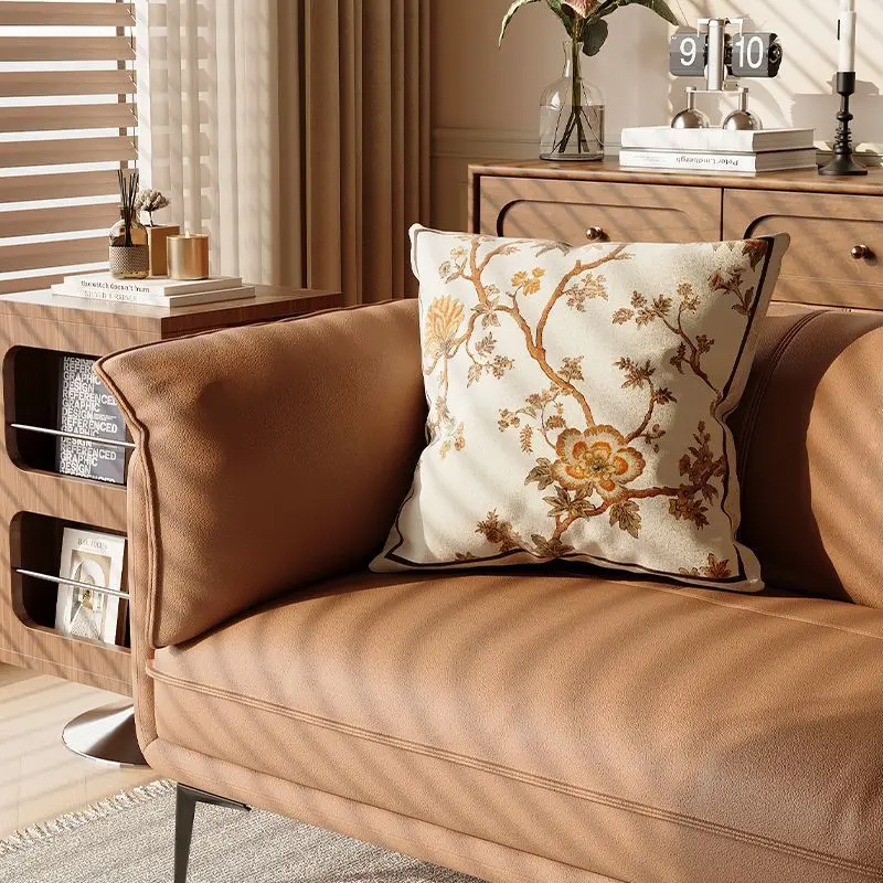 

Mid Ancient Style Embroidered Sofa Pillow Home Retro Pillow Headboard Waist Pillow Bed Pillowcase Cushion Cover