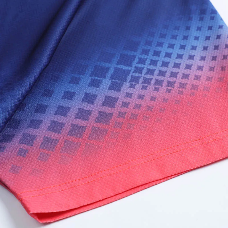 Fashion Gradient Check Print T Shirt Women Badminton Table Tennis Training Summer Tops Casual V Neck Sports Short Sleeves