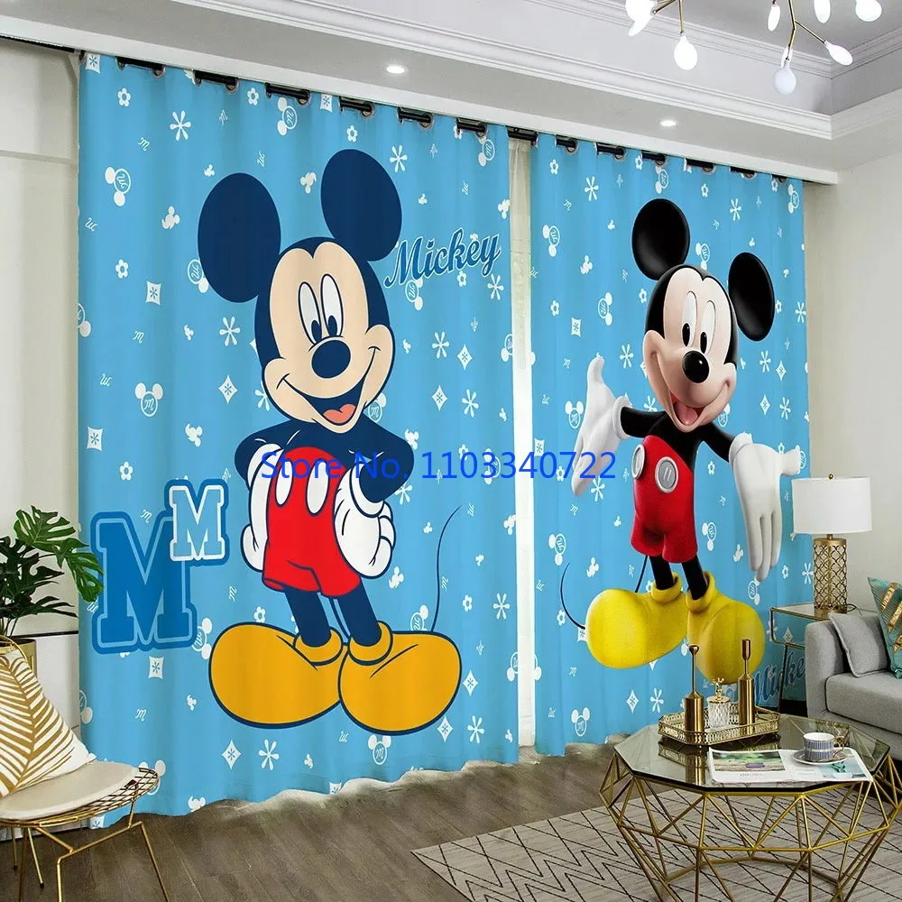 Anime Impressive Minnie Mickey Mouse Window Curtain 184x214cm 3D Print Shading Blackout Curtains Living Room Bedroom Kids Gift