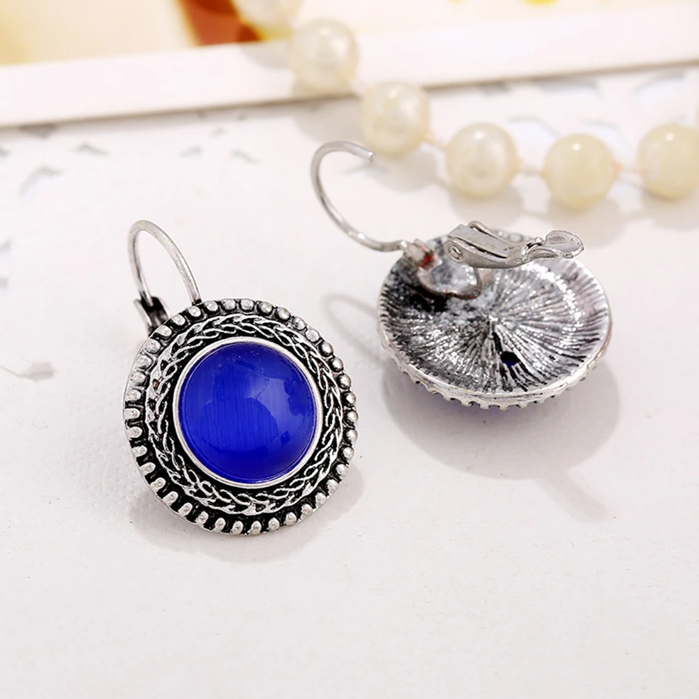 

Temperament Earrings Fashion Vintage Jewelry Women Exaggerated Daily Wear Royal Blue